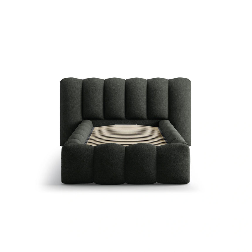 Lupine Bett mit Kopfteil und Stauraum aus Boucle in Schwarz (Baloo 2082), 90x200 cm von Micadoni – Bild 5