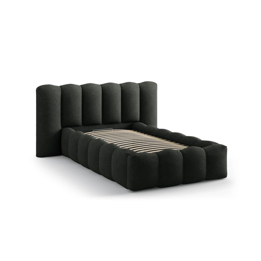 Lupine Bett mit Kopfteil und Stauraum aus Boucle in Schwarz (Baloo 2082), 90x200 cm von Micadoni – Bild 6