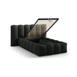 Lupine Bett mit Kopfteil und Stauraum aus Boucle in Schwarz (Baloo 2082), 90x200 cm von Micadoni – Bild 7