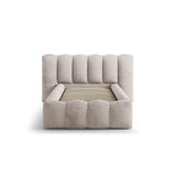 Lupine Bett mit Kopfteil und Stauraum aus Chenille in Beige (Perfect Harmony 04), 90x200 cm von Micadoni – Bild 5