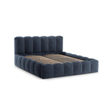 Lupine Bett mit Kopfteil und Stauraum aus Chenille in Dunkelblau (Perfect Harmony 77), 140x200 cm von Micadoni – Bild 4