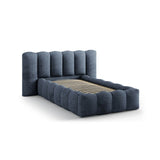 Lupine Bett mit Kopfteil und Stauraum aus Chenille in Dunkelblau (Perfect Harmony 77), 90x200 cm von Micadoni – Bild 6