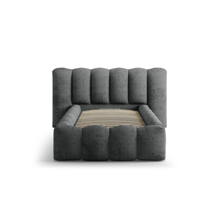 Lupine Bett mit Kopfteil und Stauraum aus Chenille in Dunkelgrau (Perfect Harmony 90), 90x200 cm von Micadoni – Bild 5