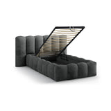 Lupine Bett mit Kopfteil und Stauraum aus Chenille in Dunkelgrau (Perfect Harmony 90), 90x200 cm von Micadoni – Bild 7