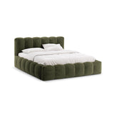 Lupine Bett mit Kopfteil und Stauraum aus Chenille in Grün (Perfect Harmony 39), 140x200 cm von Micadoni – Bild 1