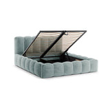 Lupine Bett mit Kopfteil und Stauraum aus Chenille in Hellblau (Perfect Harmony 72), 140x200 cm von Micadoni – Bild 5