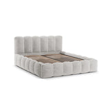 Lupine Bett mit Kopfteil und Stauraum aus Chenille in Hellgrau (Perfect Harmony 80), 140x200 cm von Micadoni – Bild 4