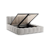 Lupine Bett mit Kopfteil und Stauraum aus Chenille in Hellgrau (Perfect Harmony 80), 140x200 cm von Micadoni – Bild 5