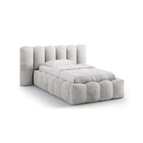 Lupine Bett mit Kopfteil und Stauraum aus Chenille in Hellgrau (Perfect Harmony 80), 90x200 cm von Micadoni – Bild 1
