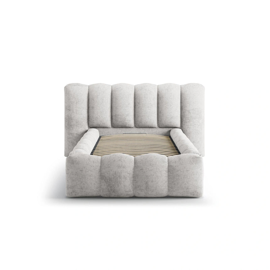 Lupine Bett mit Kopfteil und Stauraum aus Chenille in Hellgrau (Perfect Harmony 80), 90x200 cm von Micadoni – Bild 5