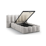 Lupine Bett mit Kopfteil und Stauraum aus Chenille in Hellgrau (Perfect Harmony 80), 90x200 cm von Micadoni – Bild 7