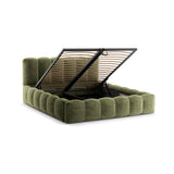 Lupine Bett mit Kopfteil und Stauraum aus Chenille in Hellgrün (Loris 38), 140x200 cm von Micadoni – Bild 7