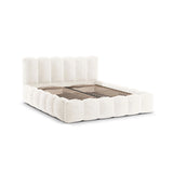 Lupine Bett mit Kopfteil und Stauraum aus Chenille in Leichtes Beige (Loris 01), 200x200 cm von Micadoni – Bild 6
