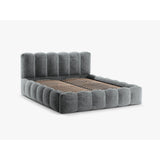 Lupine Bett mit Kopfteil und Stauraum aus Chenille in Platin (Loris 97), 140x200 cm von Micadoni – Bild 5