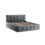 Lupine Bett mit Kopfteil und Stauraum aus Chenille in Platin (Loris 97), 140x200 cm von Micadoni – Bild 6