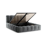 Lupine Bett mit Kopfteil und Stauraum aus Chenille in Platin (Loris 97), 140x200 cm von Micadoni – Bild 7