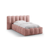 Lupine Bett mit Kopfteil und Stauraum aus Chenille in Rosa (Perfect Harmony 63), 90x200 cm von Micadoni – Bild 1