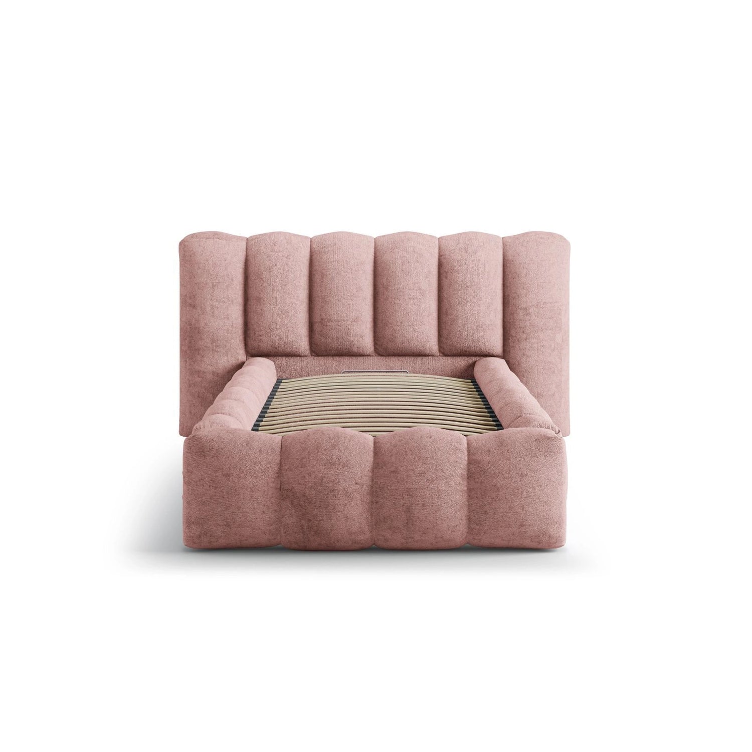 Lupine Bett mit Kopfteil und Stauraum aus Chenille in Rosa (Perfect Harmony 63), 90x200 cm von Micadoni – Bild 5