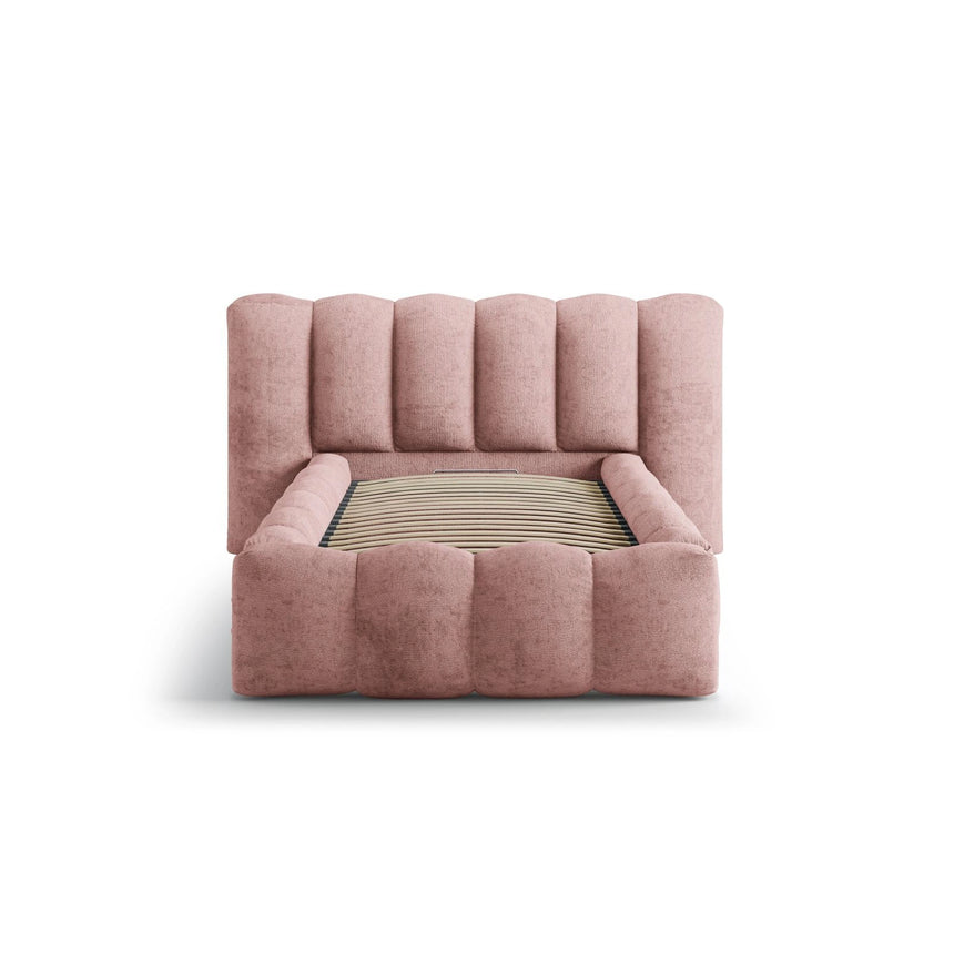Lupine Bett mit Kopfteil und Stauraum aus Chenille in Rosa (Perfect Harmony 63), 90x200 cm von Micadoni – Bild 5