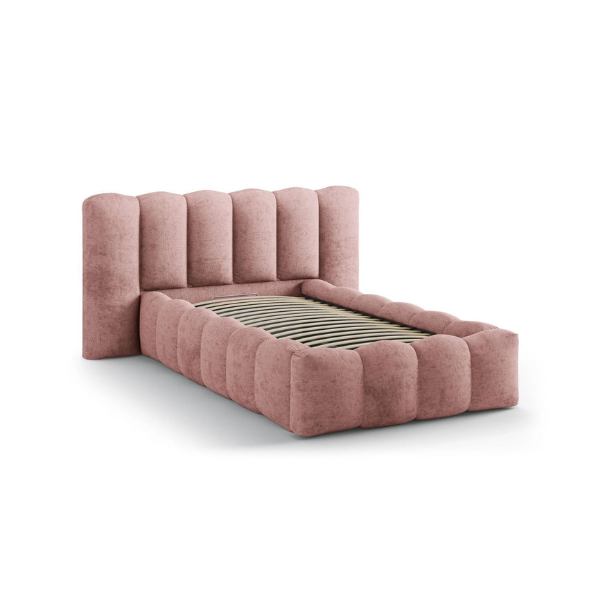 Lupine Bett mit Kopfteil und Stauraum aus Chenille in Rosa (Perfect Harmony 63), 90x200 cm von Micadoni – Bild 6