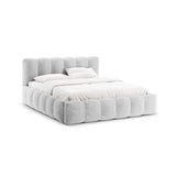 Lupine Bett mit Kopfteil und Stauraum aus Chenille in Silber (Loris 08), 140x200 cm von Micadoni – Bild 1