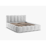 Lupine Bett mit Kopfteil und Stauraum aus Chenille in Silber (Loris 08), 140x200 cm von Micadoni – Bild 5