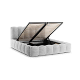Lupine Bett mit Kopfteil und Stauraum aus Chenille in Silber (Loris 08), 180x200 cm von Micadoni – Bild 7