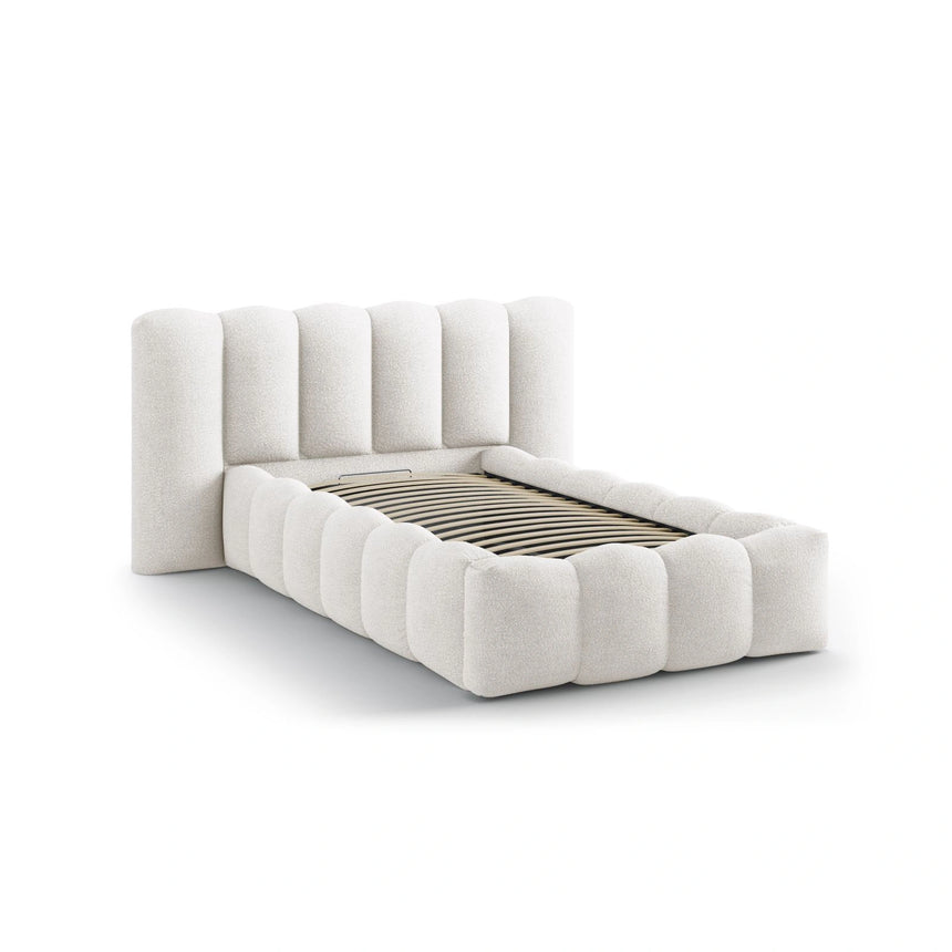 Lupine Bett mit Kopfteil und Stauraum aus Samt, Boucle, Chenille oder Strukturstoff, 90x200 cm von Micadoni – Bild 6