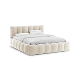 Lupine Bett mit Kopfteil und Stauraum aus Samt in Beige (Paris Cream), 140x200 cm von Micadoni – Bild 1