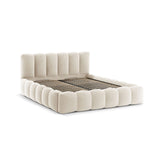 Lupine Bett mit Kopfteil und Stauraum aus Samt in Beige (Paris Cream), 180x200 cm von Micadoni – Bild 4
