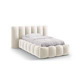 Lupine Bett mit Kopfteil und Stauraum aus Samt in Beige (Paris Cream), 90x200 cm von Micadoni – Bild 1