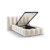 Lupine Bett mit Kopfteil und Stauraum aus Samt in Beige (Paris Cream), 90x200 cm von Micadoni – Bild 7