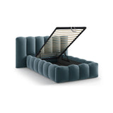 Lupine Bett mit Kopfteil und Stauraum aus Samt in Blau (Paris Dark Blue), 90x200 cm von Micadoni – Bild 7