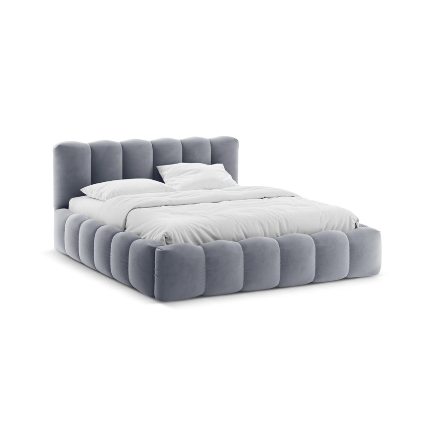 Lupine Bett mit Kopfteil und Stauraum aus Samt in Grau (Paris Steel), 140x200 cm von Micadoni – Bild 1