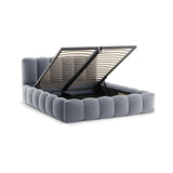 Lupine Bett mit Kopfteil und Stauraum aus Samt in Grau (Paris Steel), 140x200 cm von Micadoni – Bild 5