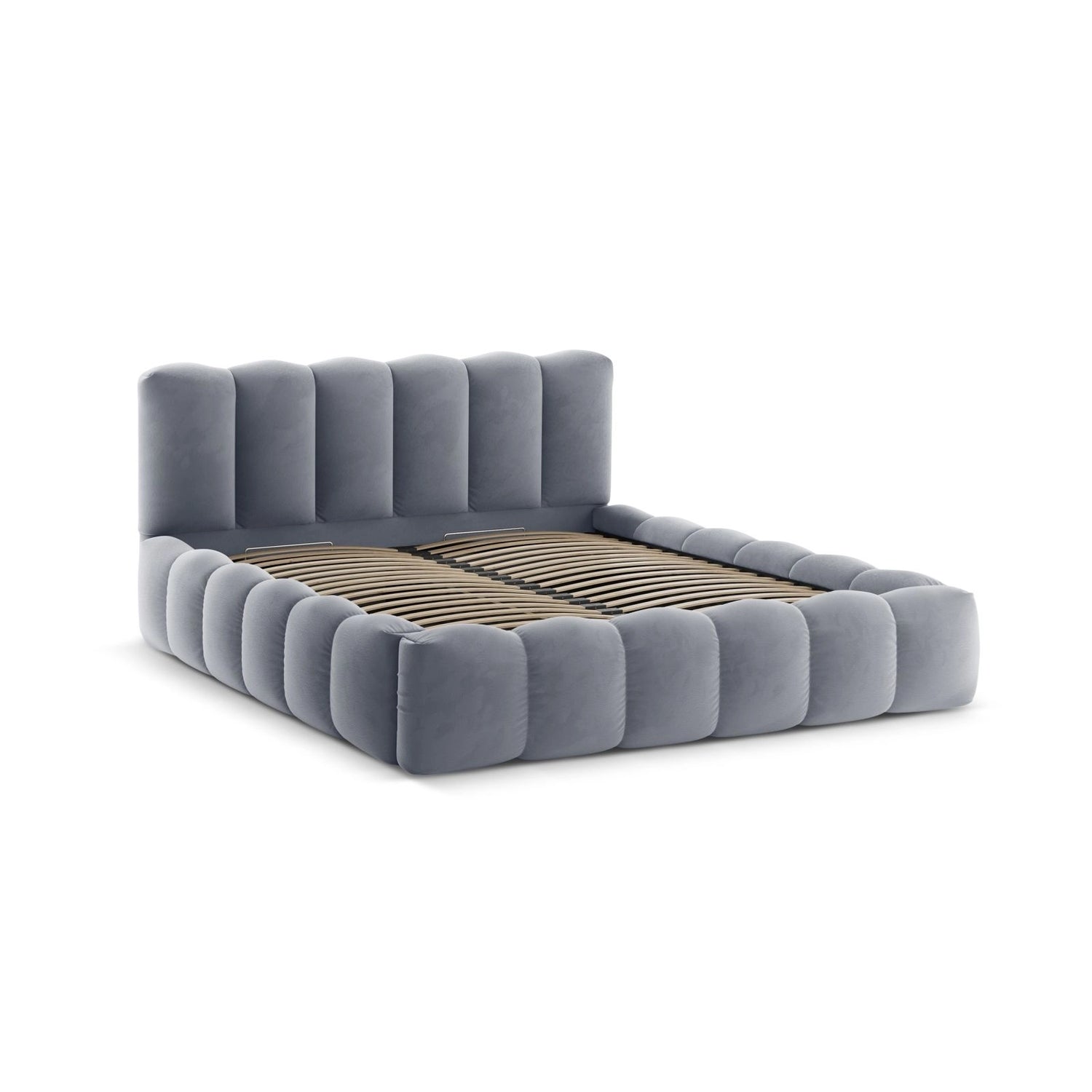 Lupine Bett mit Kopfteil und Stauraum aus Samt in Grau (Paris Steel), 160x200 cm von Micadoni – Bild 4