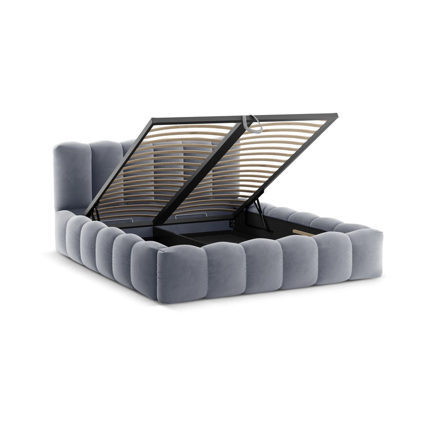 Lupine Bett mit Kopfteil und Stauraum aus Samt in Grau (Paris Steel), 160x200 cm von Micadoni – Bild 5
