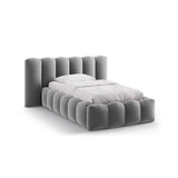 Lupine Bett mit Kopfteil und Stauraum aus Samt in Grau (Paris Steel), 90x200 cm von Micadoni – Bild 1