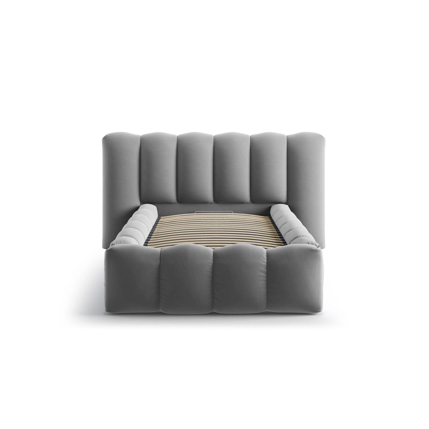Lupine Bett mit Kopfteil und Stauraum aus Samt in Grau (Paris Steel), 90x200 cm von Micadoni – Bild 5