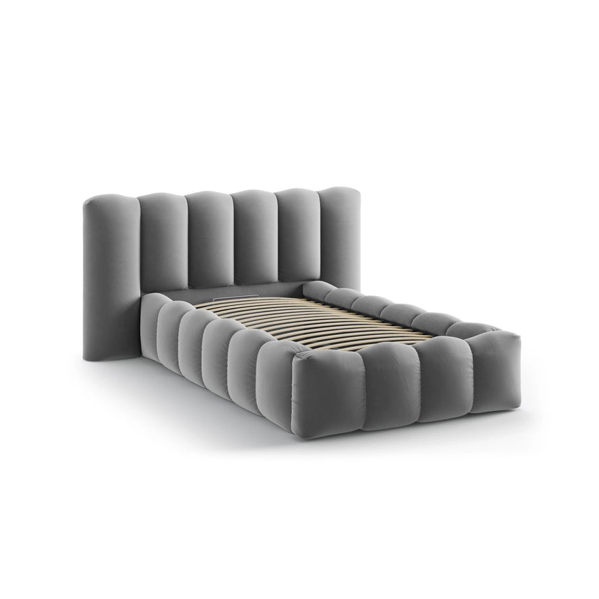 Lupine Bett mit Kopfteil und Stauraum aus Samt in Grau (Paris Steel), 90x200 cm von Micadoni – Bild 6