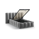 Lupine Bett mit Kopfteil und Stauraum aus Samt in Grau (Paris Steel), 90x200 cm von Micadoni – Bild 7