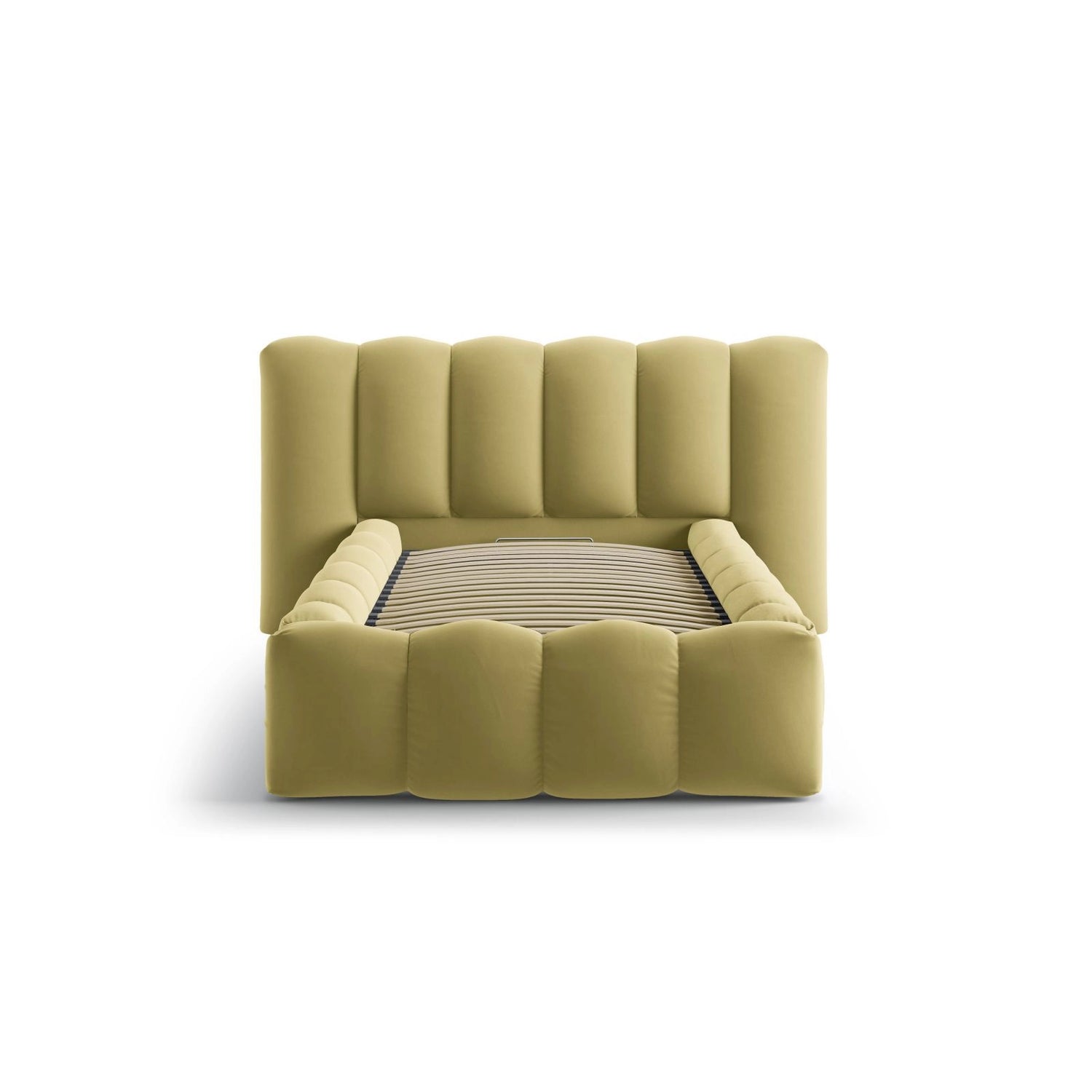 Lupine Bett mit Kopfteil und Stauraum aus Samt in Schlammig (Paris Mud), 90x200 cm von Micadoni – Bild 5