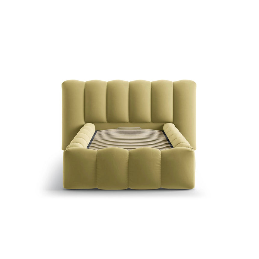Lupine Bett mit Kopfteil und Stauraum aus Samt in Schlammig (Paris Mud), 90x200 cm von Micadoni – Bild 5