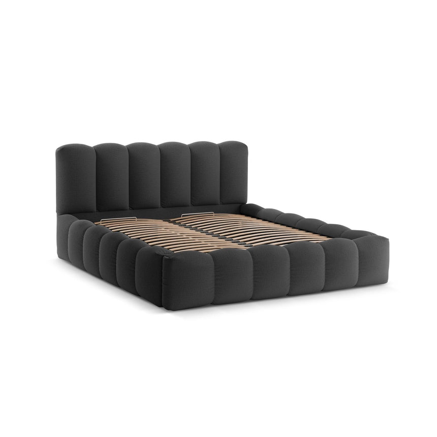 Lupine Bett mit Kopfteil und Stauraum aus Strukturierter Stoff in Anthrazit (Moly 97), 160x200 cm von Micadoni – Bild 5