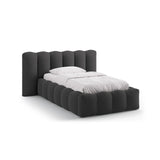 Lupine Bett mit Kopfteil und Stauraum aus Strukturierter Stoff in Anthrazit (Moly 97), 90x200 cm von Micadoni – Bild 1