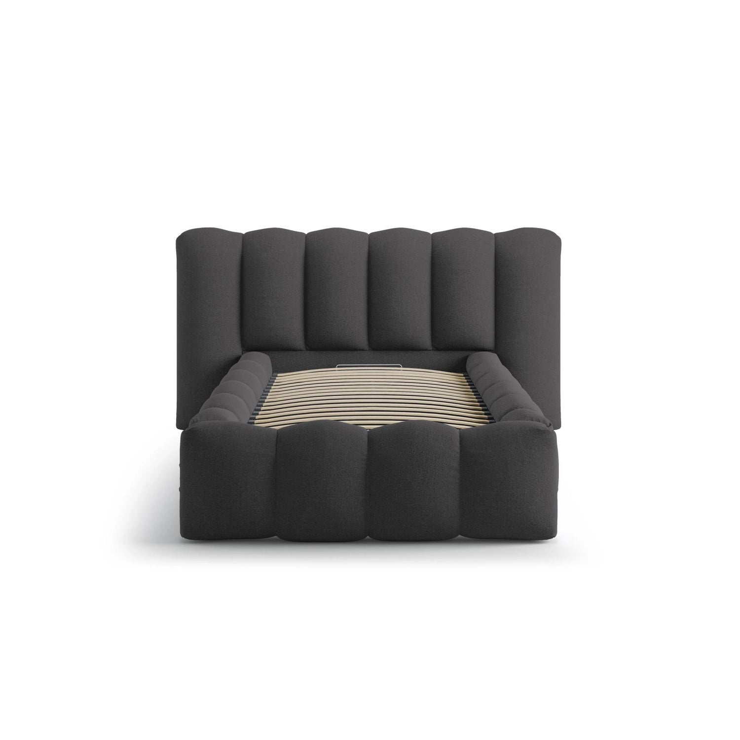 Lupine Bett mit Kopfteil und Stauraum aus Strukturierter Stoff in Anthrazit (Moly 97), 90x200 cm von Micadoni – Bild 5