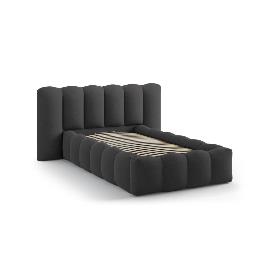 Lupine Bett mit Kopfteil und Stauraum aus Strukturierter Stoff in Anthrazit (Moly 97), 90x200 cm von Micadoni – Bild 6