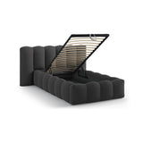 Lupine Bett mit Kopfteil und Stauraum aus Strukturierter Stoff in Anthrazit (Moly 97), 90x200 cm von Micadoni – Bild 7