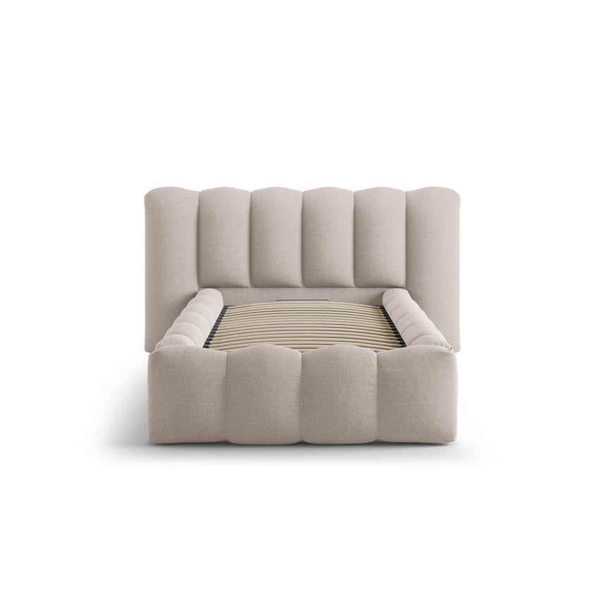 Lupine Bett mit Kopfteil und Stauraum aus Strukturierter Stoff in Cappuccino (Moly 11), 90x200 cm von Micadoni – Bild 5