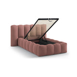 Lupine Bett mit Kopfteil und Stauraum aus Strukturierter Stoff in Dunkelrosa (Moly 63), 90x200 cm von Micadoni – Bild 7